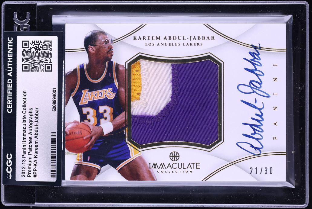 2012 Immaculate Collection Premium Kareem Abdul-Jabbar PATCH AUTO /30 #PP-KA CGC AUTH