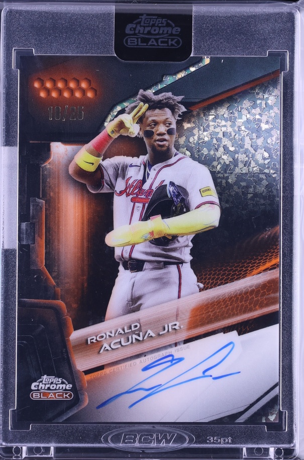 2026 Topps Chrome Black Orange Mini-Diamond Refractor Ronald Acuna Jr. AUTO /25 CGC AUTH