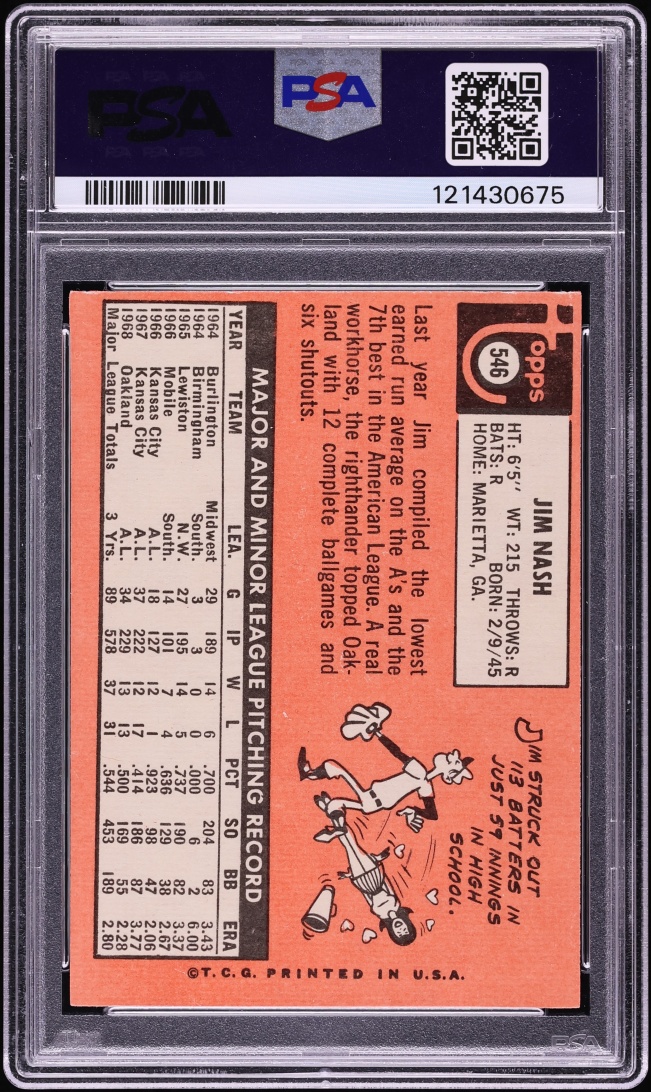 1969 Topps Jim Nash #546 PSA 6 EXMT