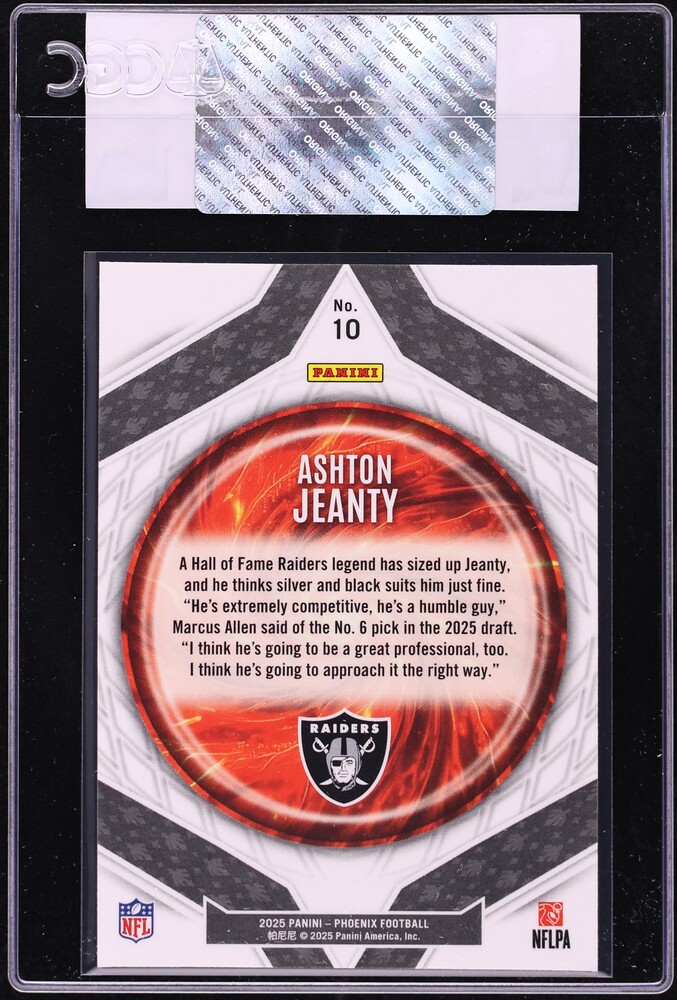 2025 Panini Phoenix Paragon Ashton Jeanty ROOKIE #10 CGC AUTH