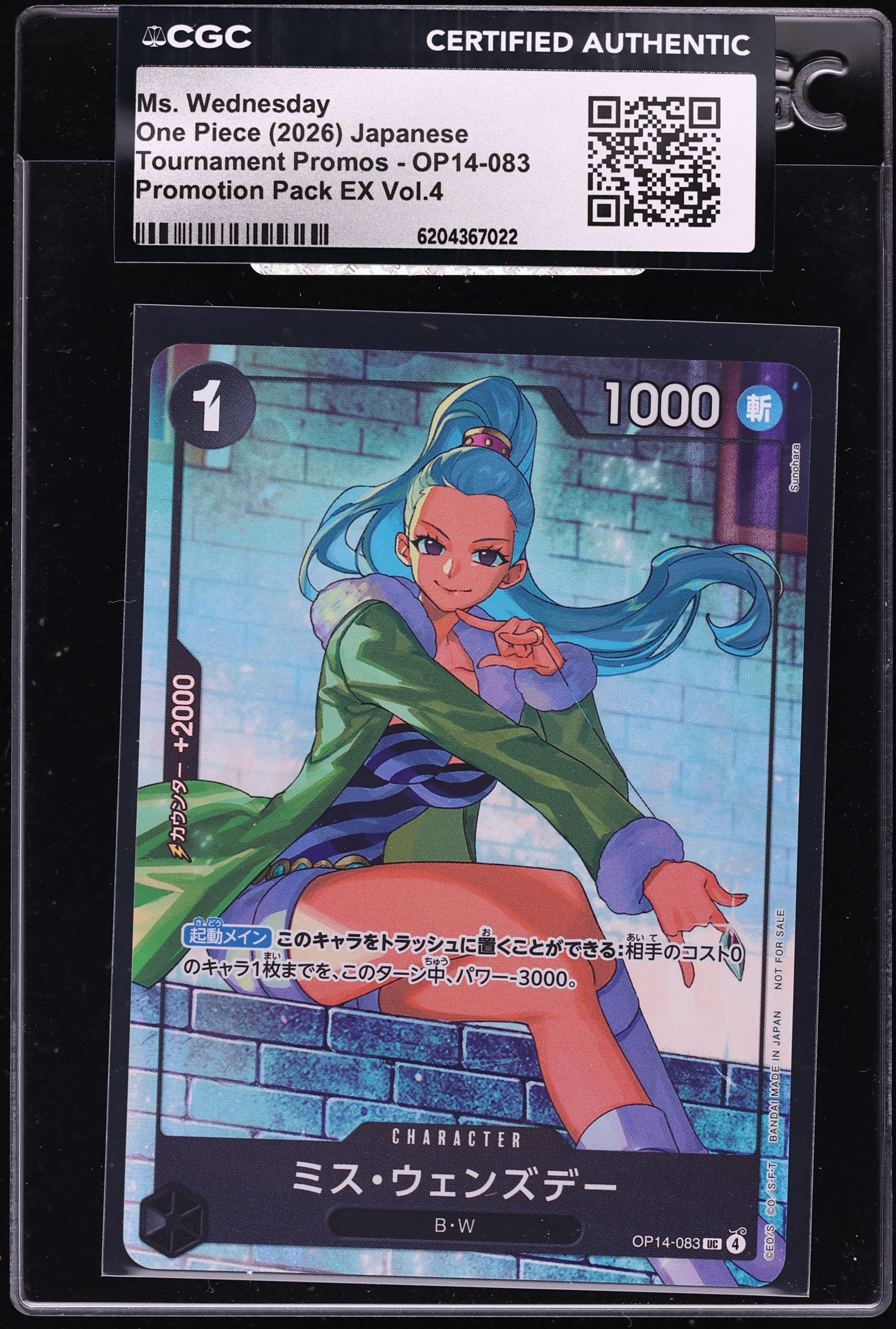 2026 One Piece Japanese Tournament Promo Pack EX Vol.4 Alt Art Ms. Wednesday #OP14-083 CGC AUTH