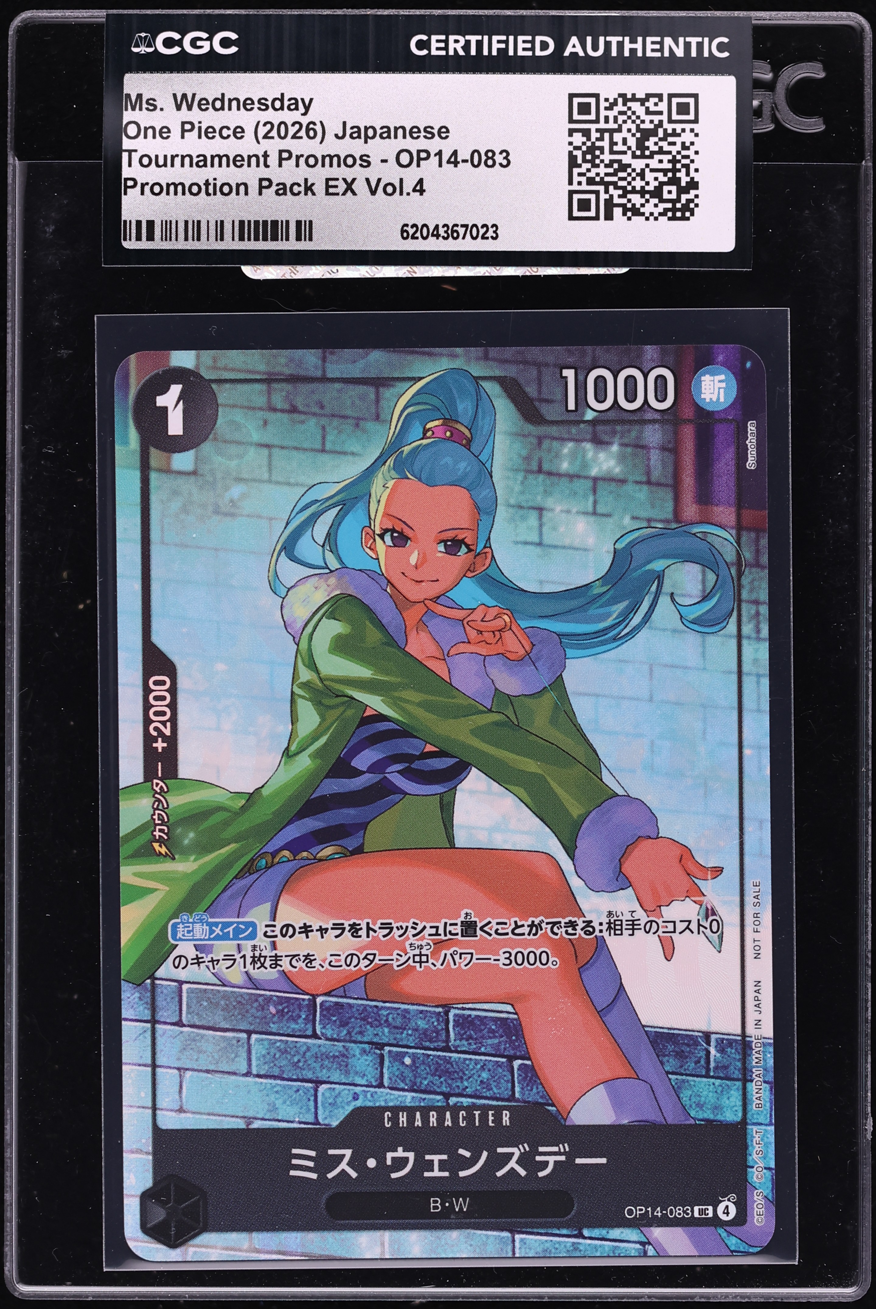 2026 One Piece Japanese Tournament Promo Pack EX Vol.4 Alt Art Ms. Wednesday #OP14-083 CGC AUTH