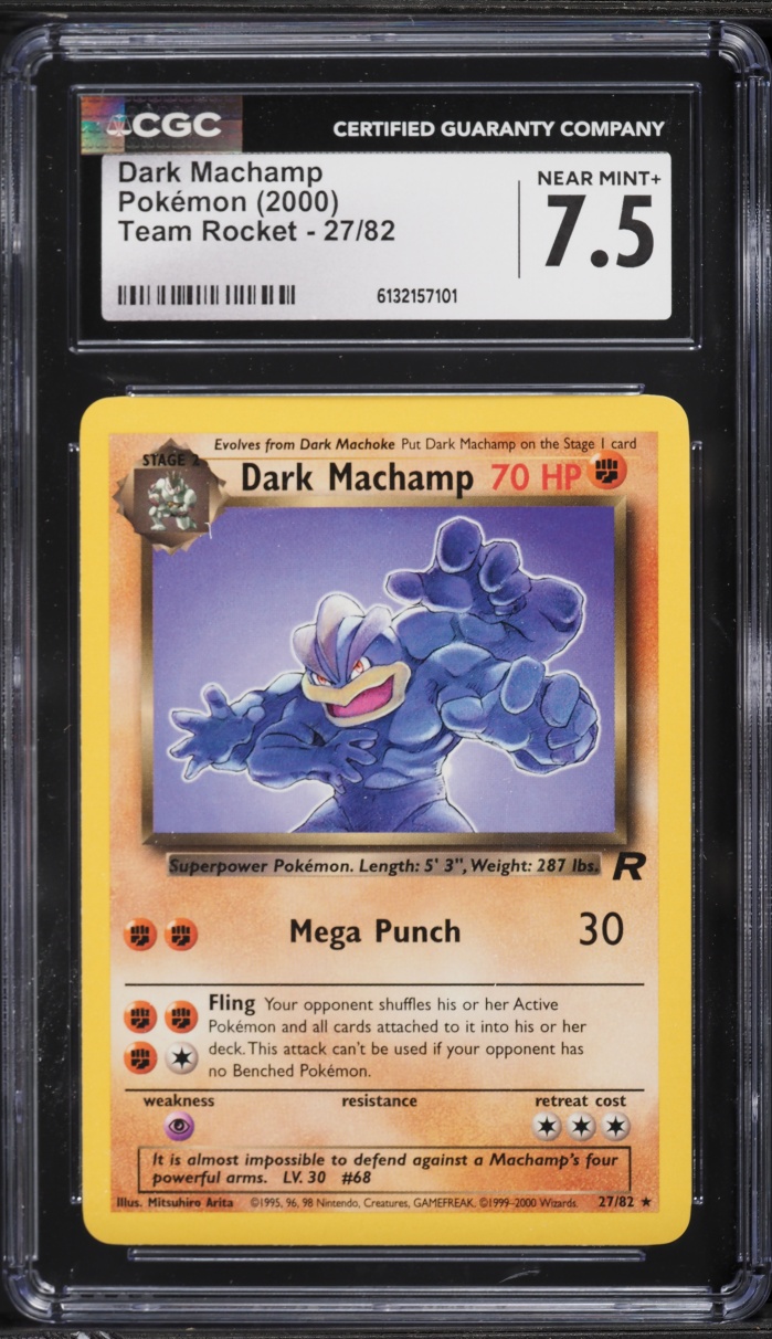 2000 Pokemon Team Rocket Dark Machamp #27 CGC 7.5 NRMT+