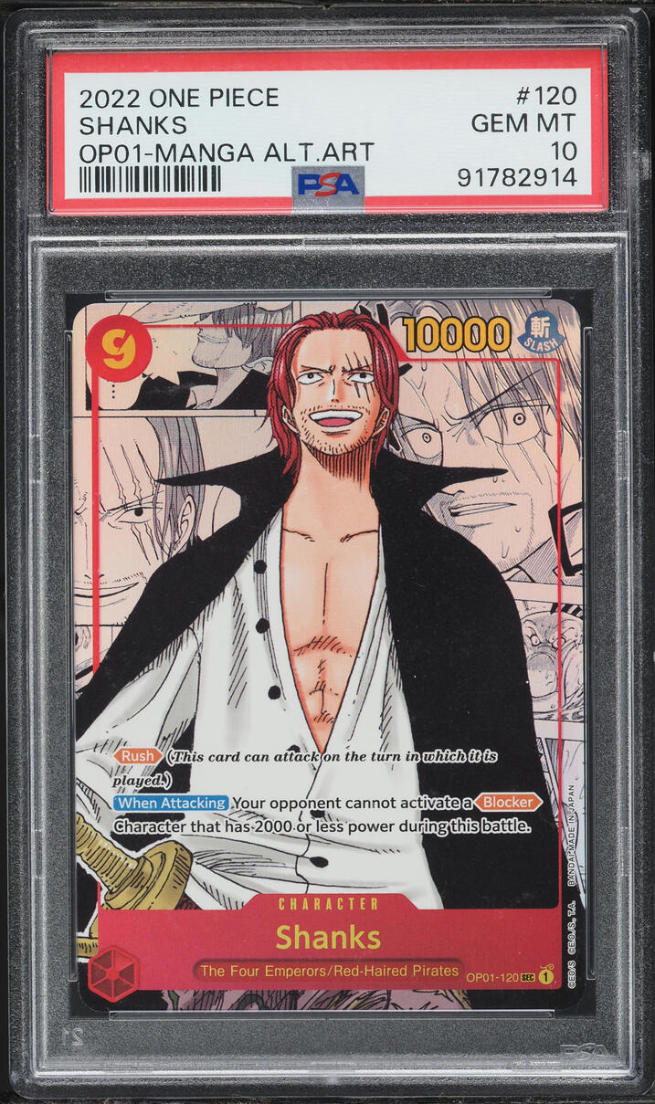 2022 One Piece Romance Dawn SEC Alt Art Shanks #OP01-120 PSA 10 GEM MINT