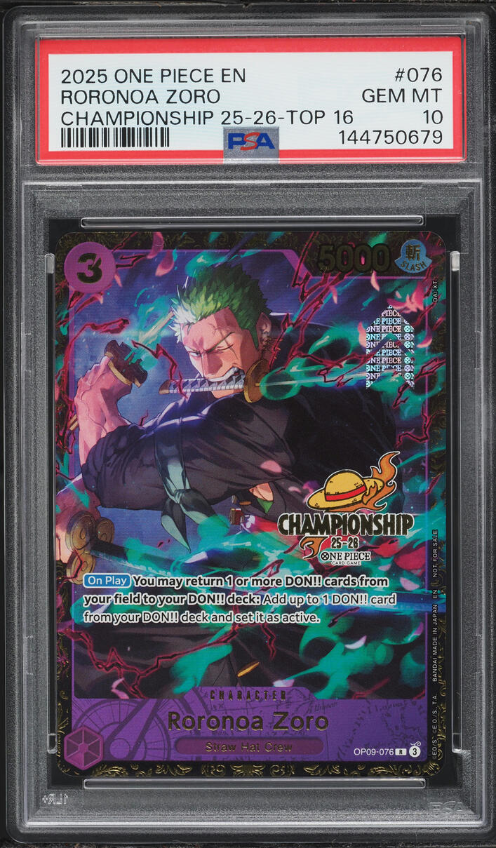 2025 One Piece Promo Championship Top 16 Roronoa Zoro #OP09-076 PSA 10 GEM MINT