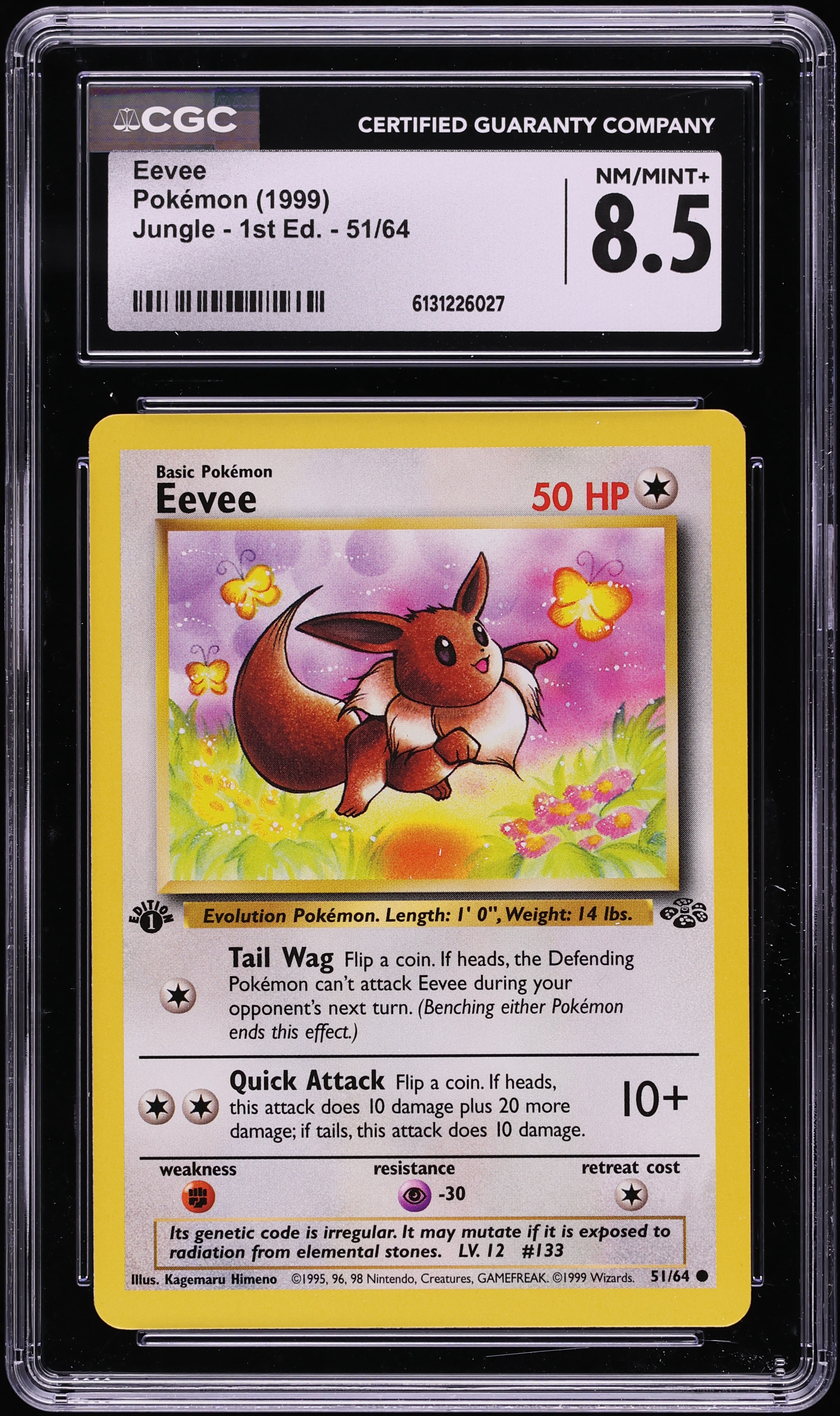 1999 Pokemon Jungle 1st Edition Eevee #51 CGC 8.5 NM-MT+