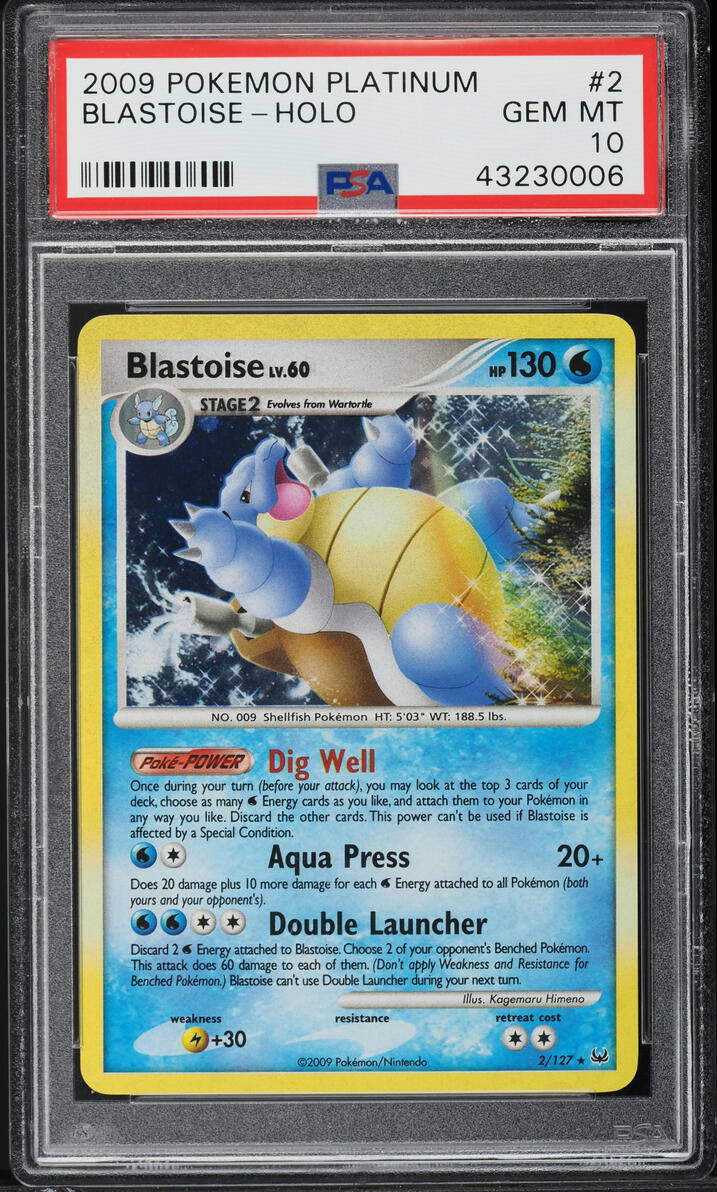 2009 Pokemon Platinum Holo Blastoise #2 PSA 10 GEM MINT