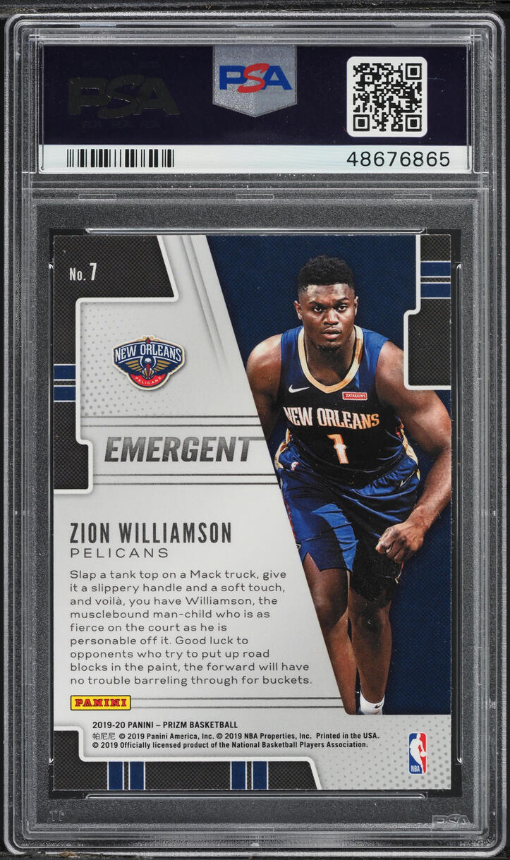 2019 Panini Prizm Emergent Zion Williamson ROOKIE #7 PSA 8 NM-MT