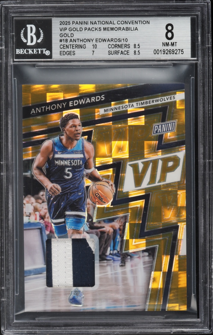 2025 Panini NSCC VIP Gold Pack Gold Prizm Anthony Edwards /10 #18 BGS 8 NM-MT
