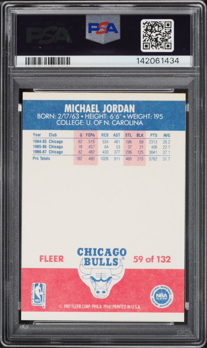 1987 Fleer Basketball Michael Jordan #59 PSA 9 MINT