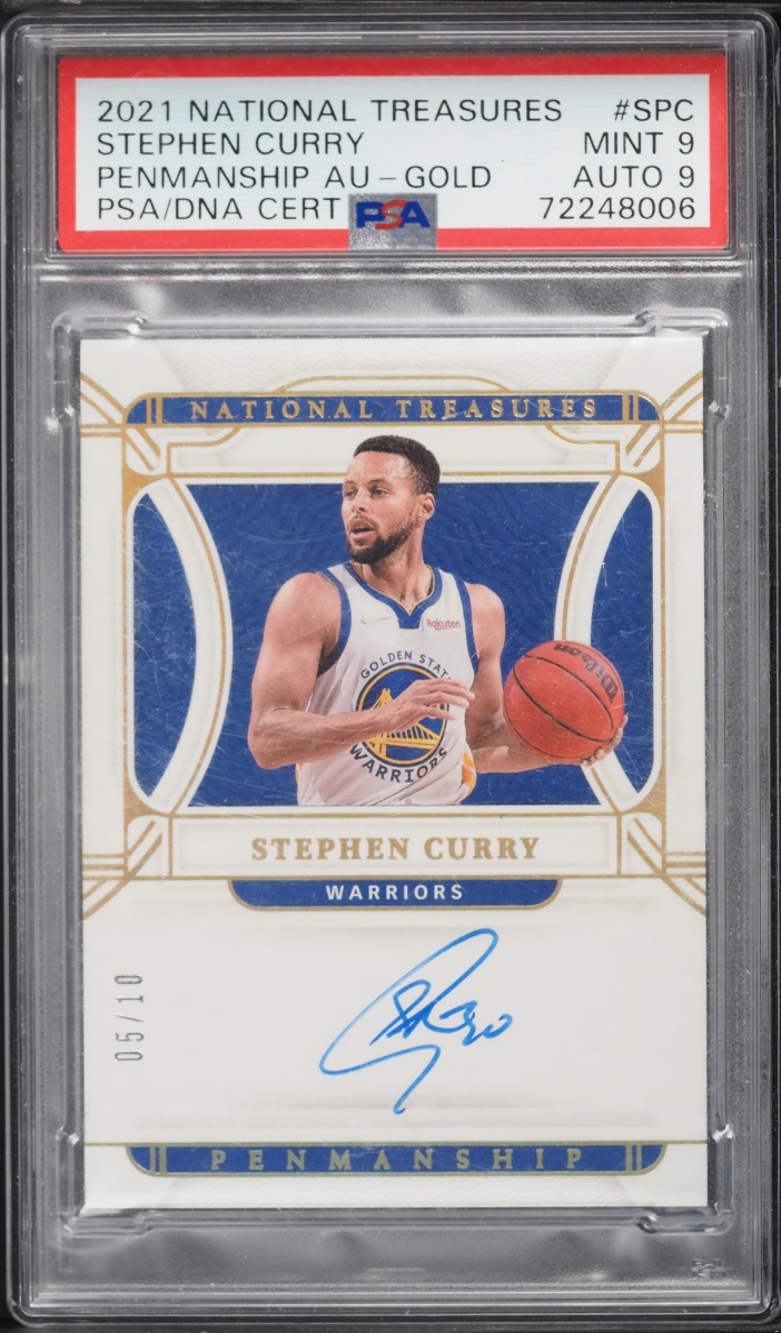2021 National Treasures Penmanship Gold Stephen Curry AUTO DNA 9 /10 #PMS-SPC PSA 9 MINT