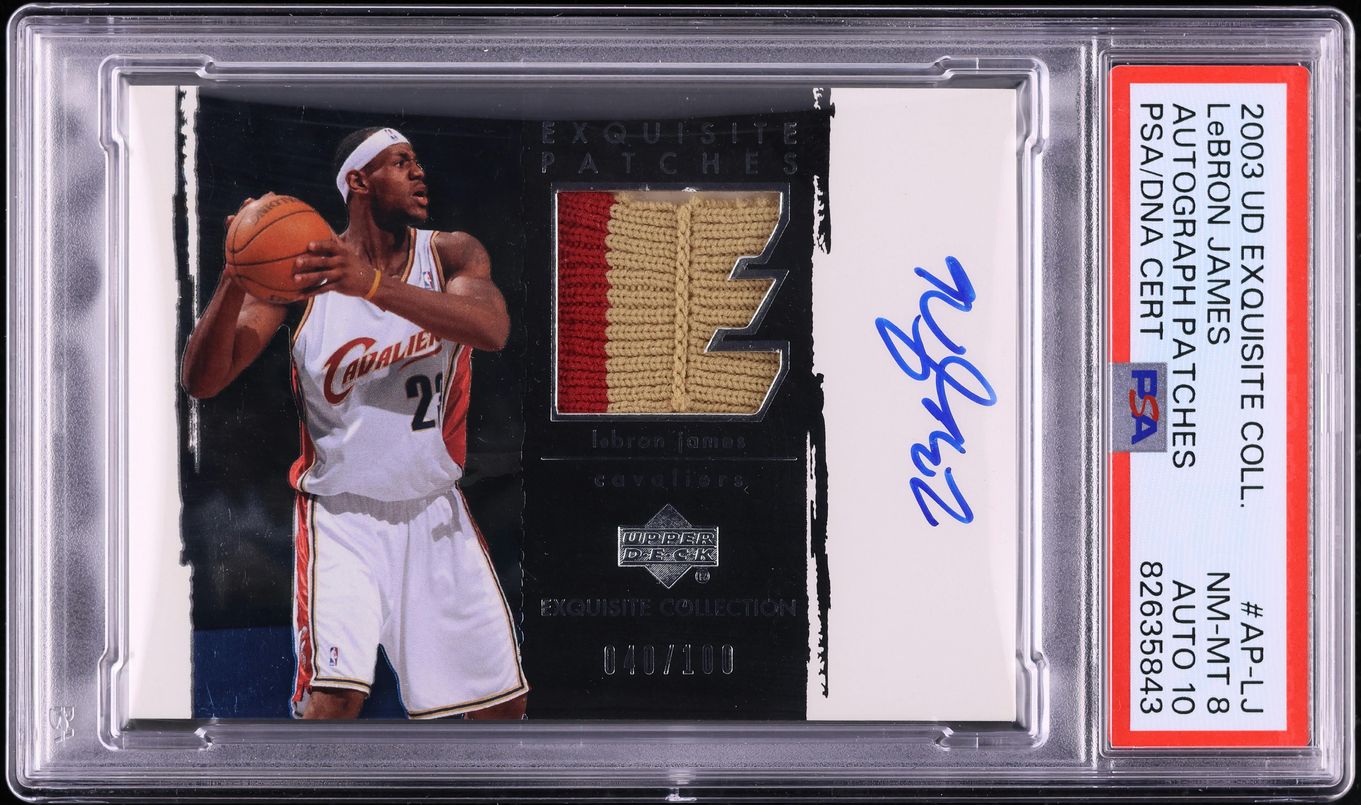 2003 Exquisite Collection LeBron James ROOKIE PATCH AUTO DNA 10 /100 PSA 8 NM-MT