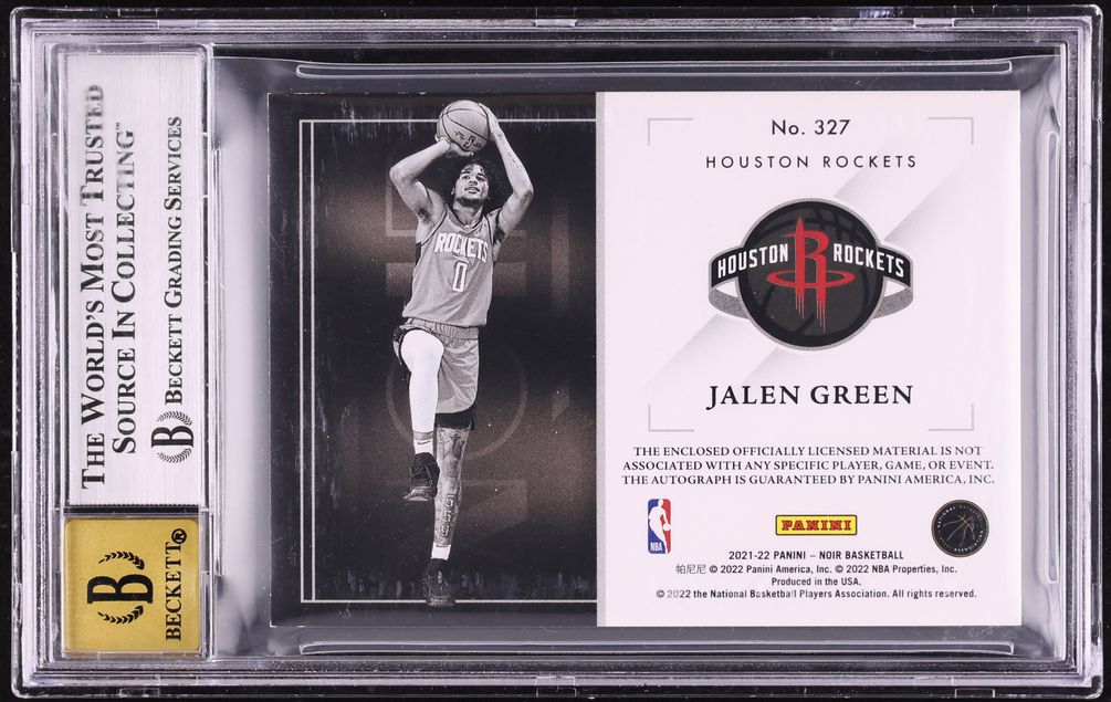 2021 Panini Noir Jersey Black & White Jalen Green ROOKIE AUTO /99 #327 BGS 8 NM-MT