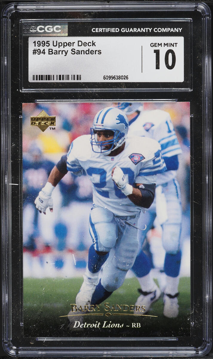 1995 Upper Deck Football Barry Sanders #94 CGC 10 GEM MINT