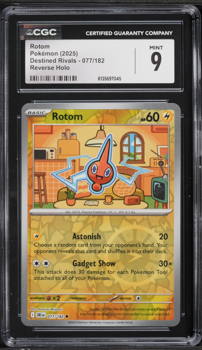 2025 Pokemon Scarlet & Violet Destined Rivals Reverse Holo Rotom #077 CGC 9 MINT