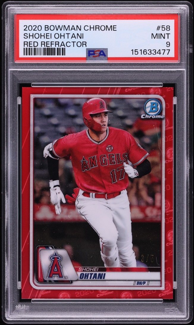 2020 Bowman Chrome Red Refractor Shohei Ohtani /5 #58 PSA 9 MINT