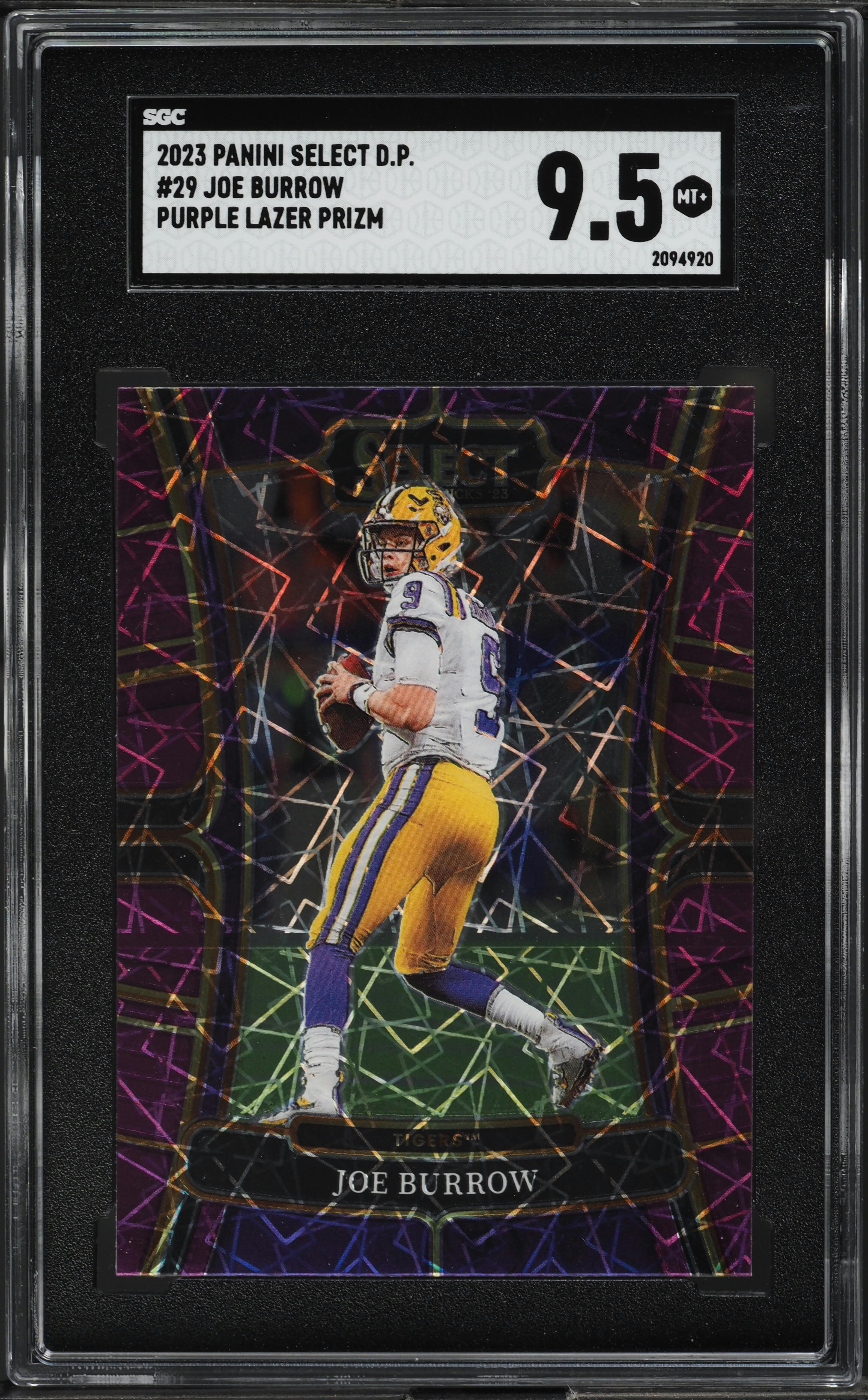 acu°SELECTページ 2023 Select Draft Picks Purple Lazer Prizm Joe Burrow #29 SGC 9.5