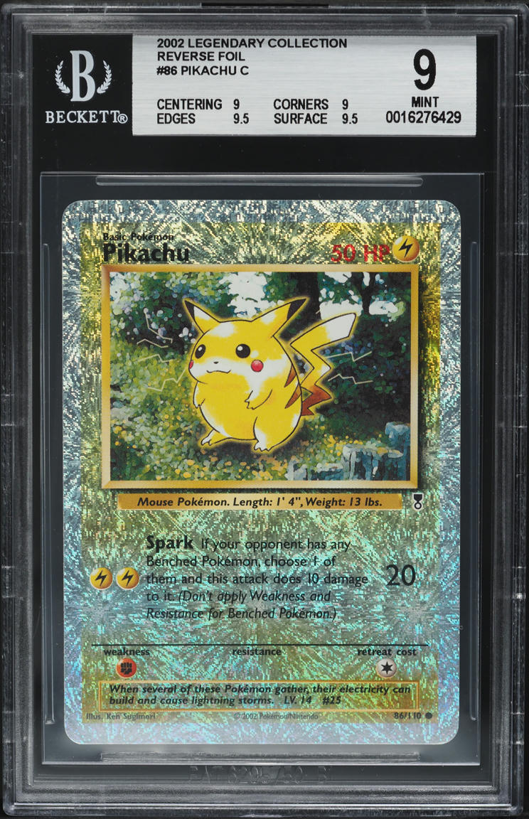 2002 Pokemon Legendary Collection Reverse Holo Pikachu #86 BGS 9 MINT