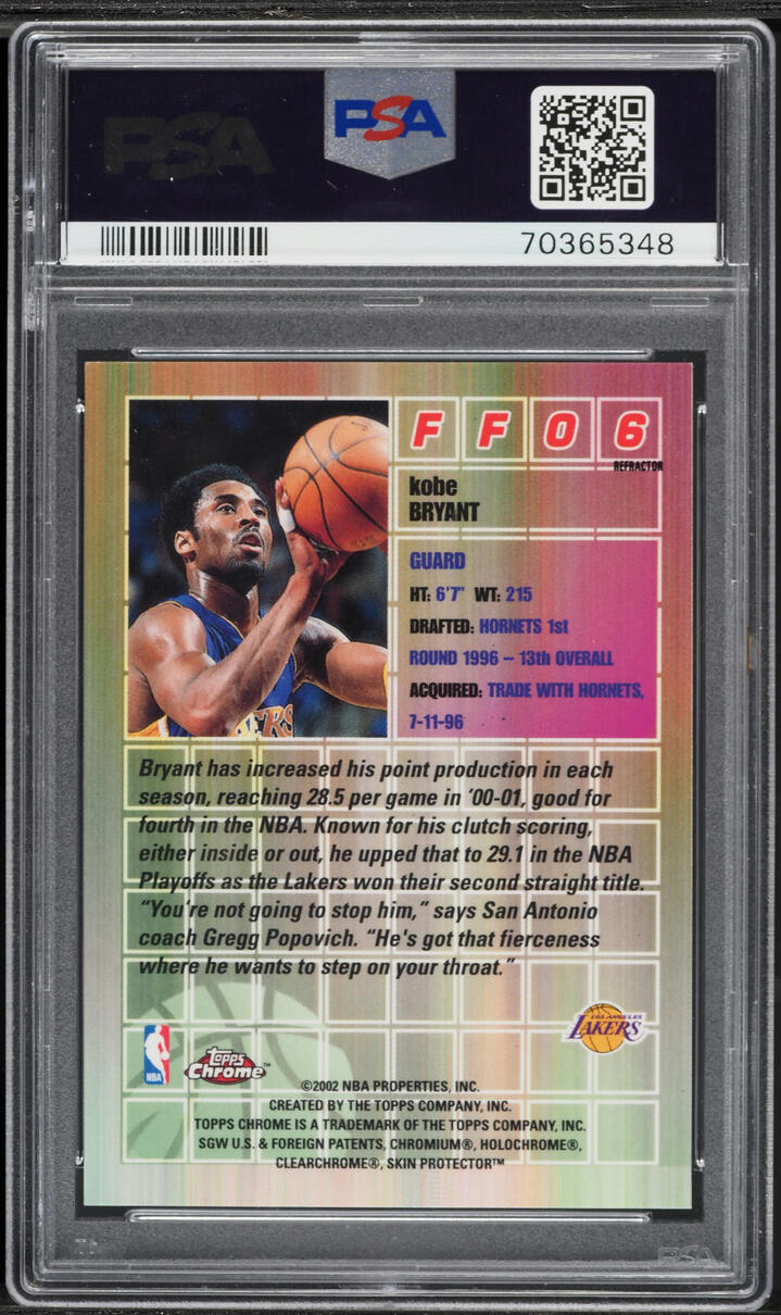 2001 Topps Chrome Fast & Furious Refractor Kobe Bryant #FF06 PSA 9 MINT