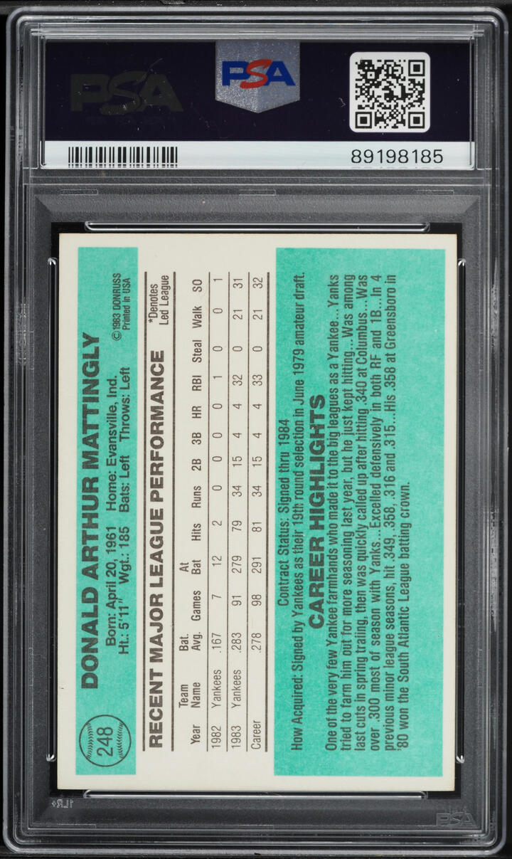 1984 Donruss Don Mattingly ROOKIE #248 PSA 10 GEM MINT