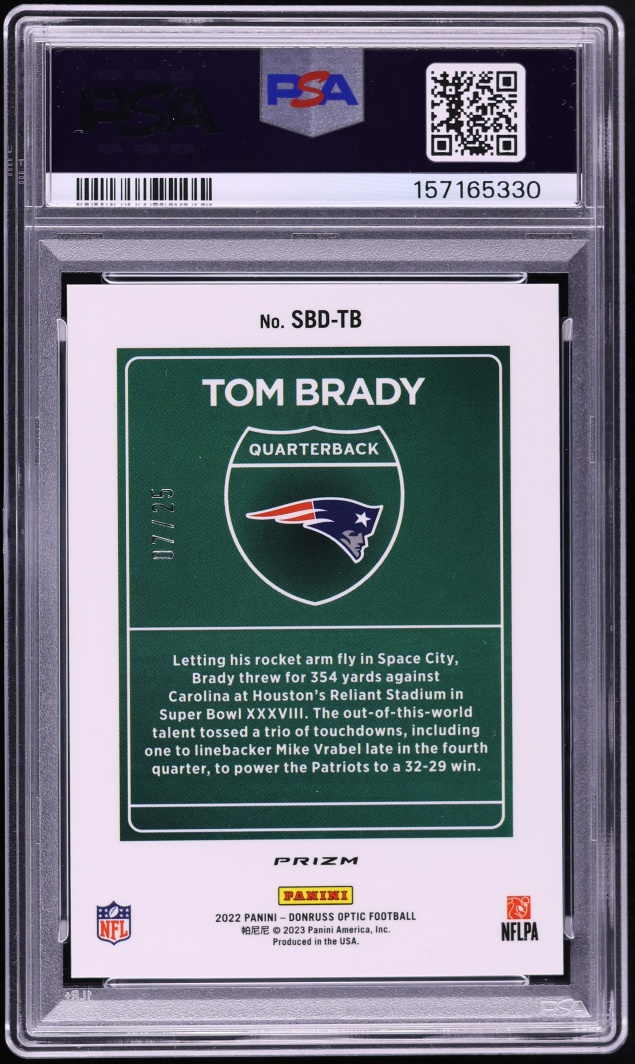 2022 Donruss Optic Super Bowl Downtown Black Pandora Tom Brady /25 #SBD-TB PSA 10 GEM MINT