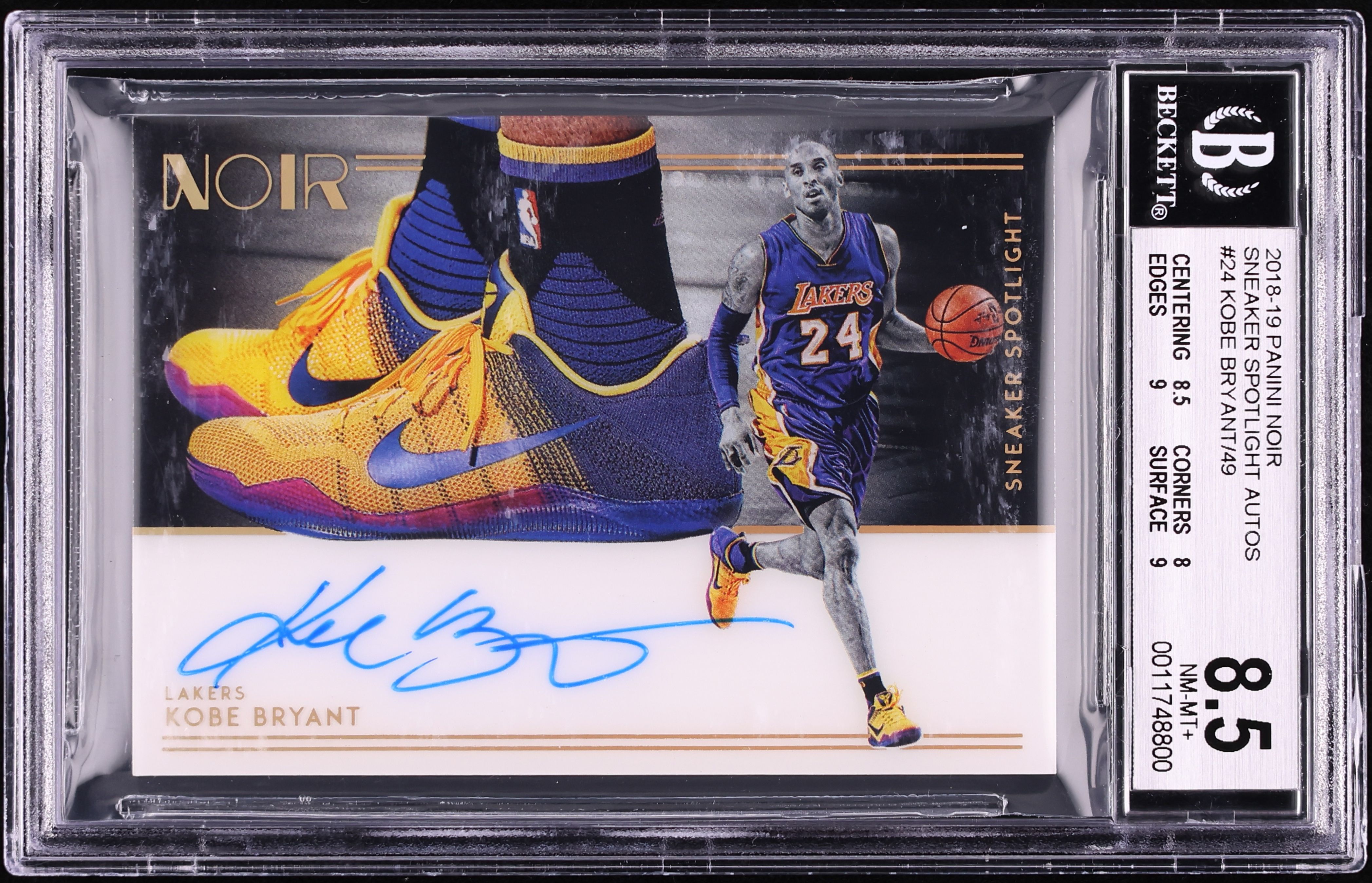 2018 Panini Noir Sneaker Spotlight Kobe Bryant AUTO /49 #SNS-KB 