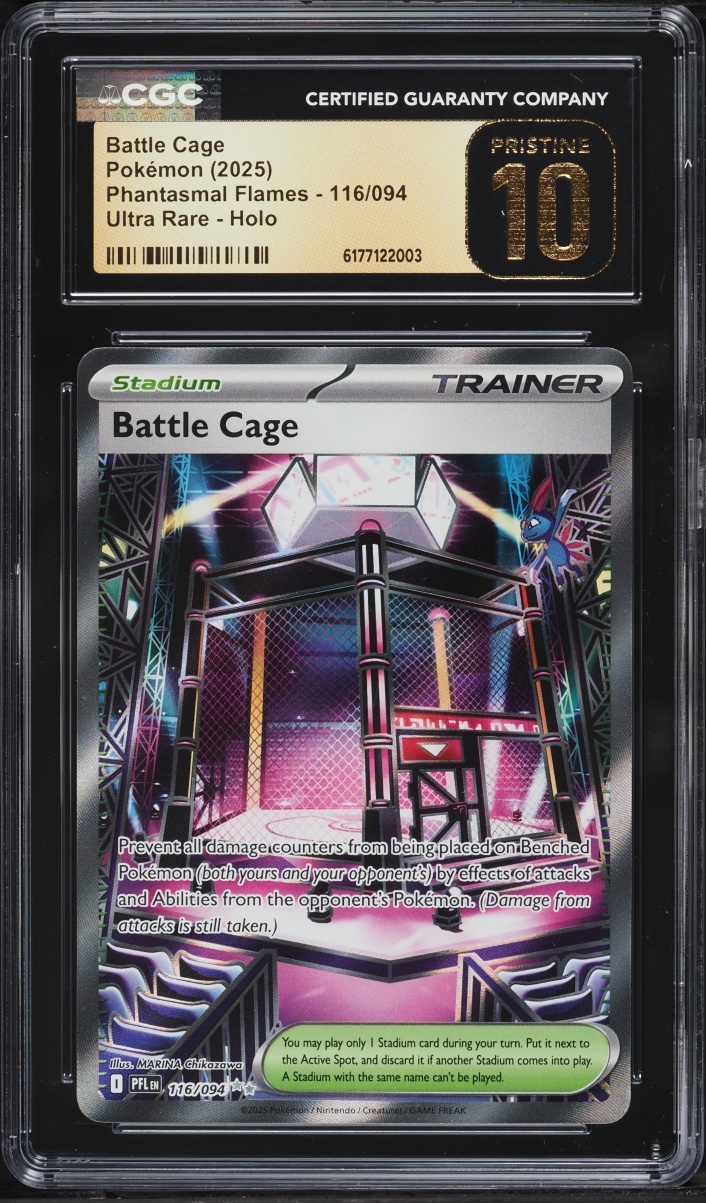 2025 Pokemon Mega Evolution Phantasmal Flames Full Art Battle Cage #116 CGC 10 PRISTINE