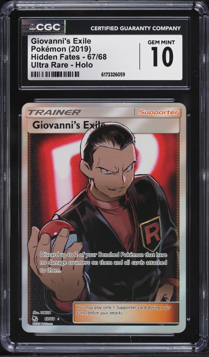 2019 Pokemon Sun & Moon Hidden Fates Full Art Giovanni's Exile #67 CGC 10 GEM MINT