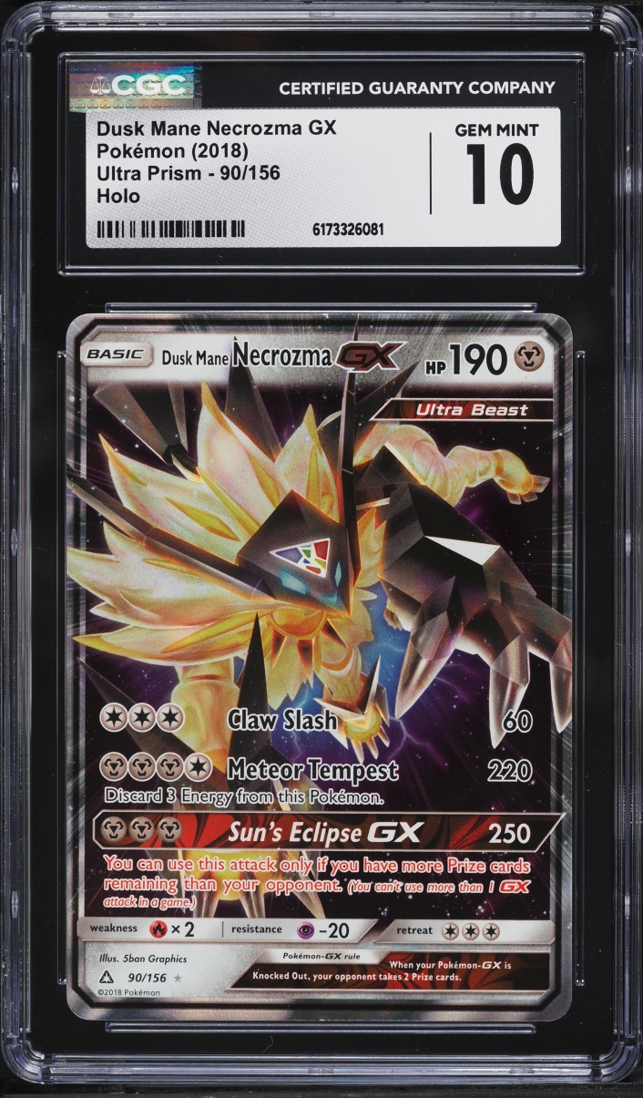2018 Pokemon Sun & Moon Ultra Prism Dusk Mane Necrozma GX #90 CGC 10 GEM MINT