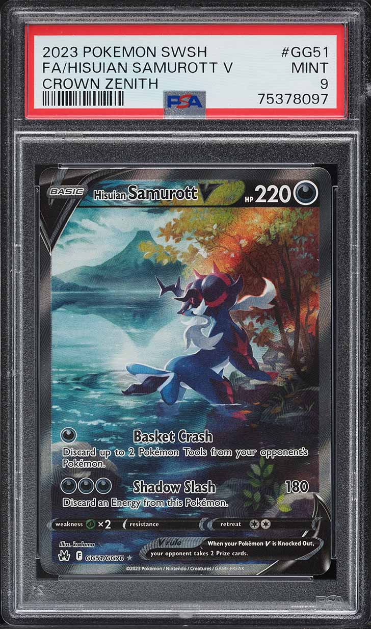 2023 Pokemon Sword & Shield Crown Zenith Full Art Hisuian Samurott V #GG51 PSA 9 MINT