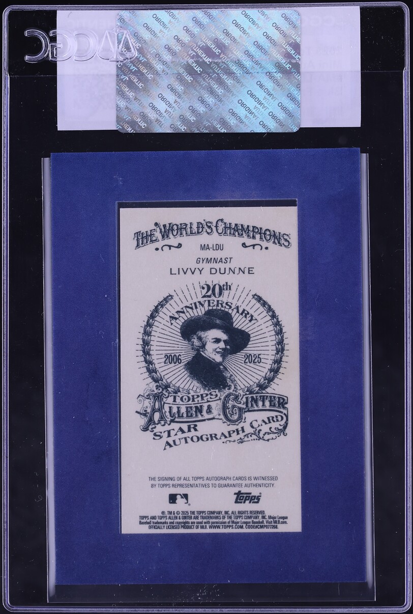 2025 Topps Allen & Ginter Mini Blue Frame Livvy Dunne AUTO /99 #MA-LDU CGC AUTH - Photo 2