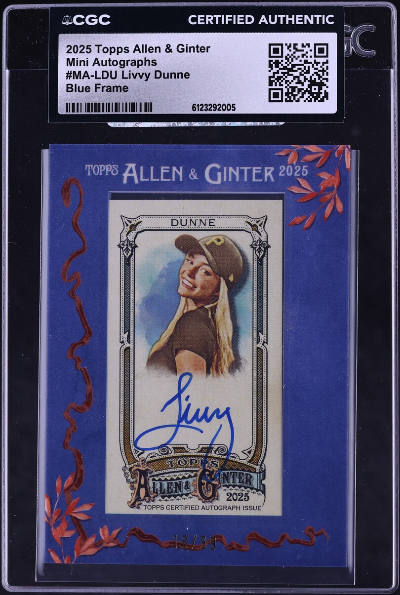 2025 Topps Allen & Ginter Mini Blue Frame Livvy Dunne AUTO /99 #MA-LDU CGC AUTH - Photo 1