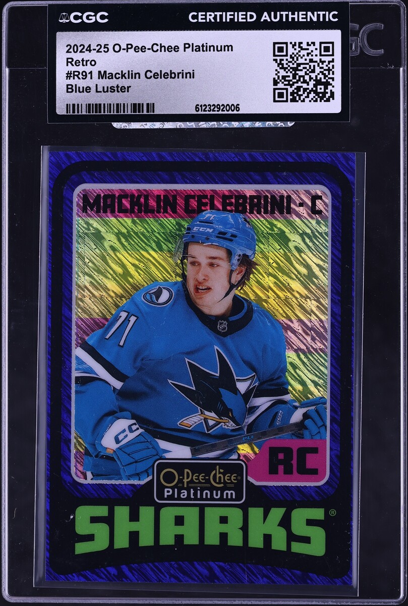 2024 O-Pee-Chee Platinum Retro Blue Luster Macklin Celebrini ROOKIE /100 #R91 CGC AUTH - Photo 1