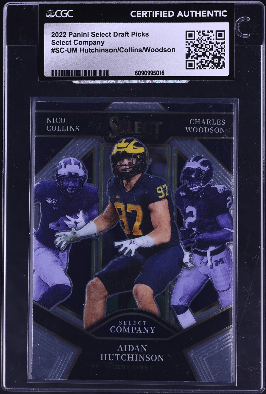 2022 Select Draft Picks Aidan Hutchinson Nico Collins Charles Woodson ROOKIE #SC-UM CGC AUTH