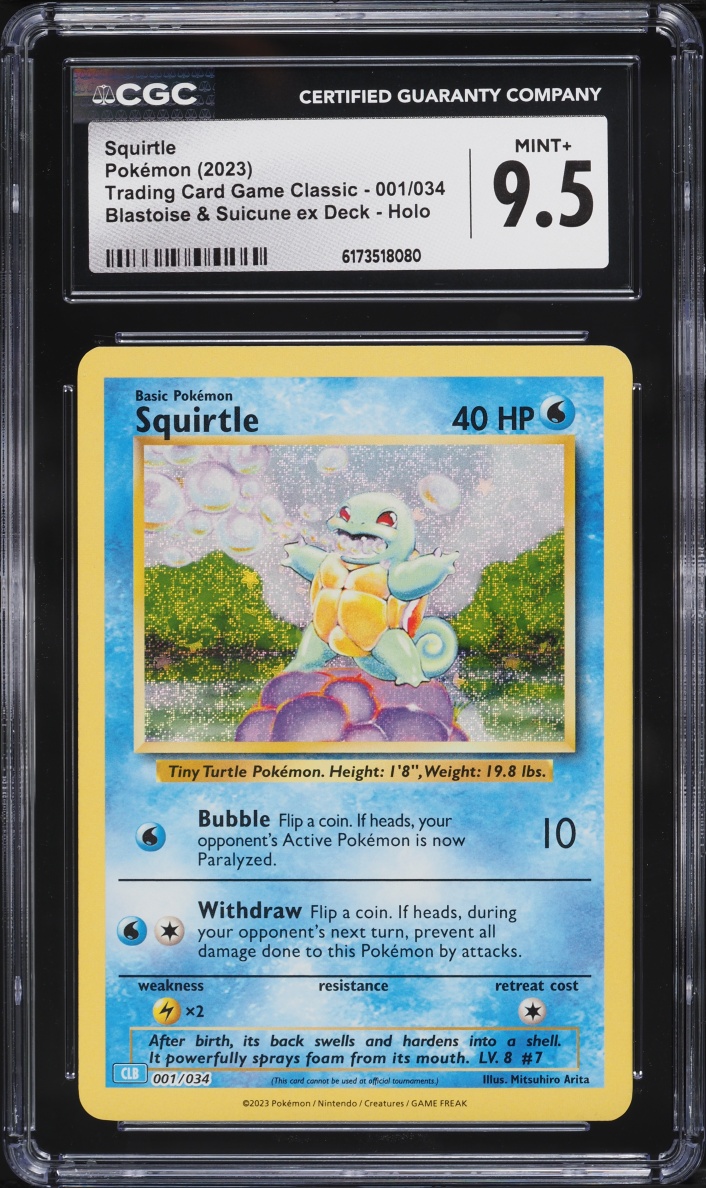2023 Pokemon TCG Classic Collection Holo Squirtle #1 CGC 9.5 MINT+