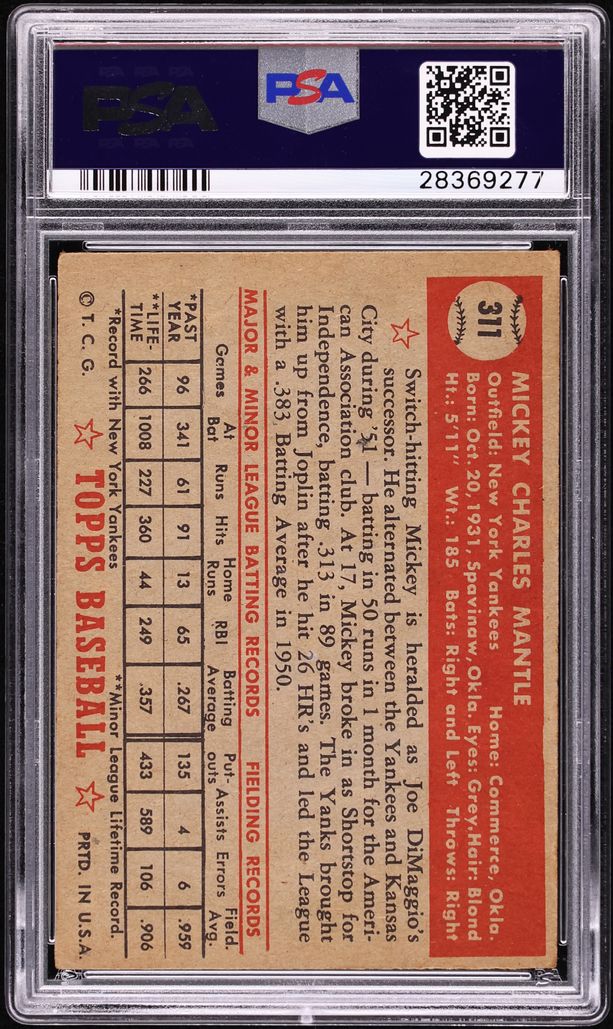 1952 Topps Mickey Mantle #311 PSA 4 VGEX