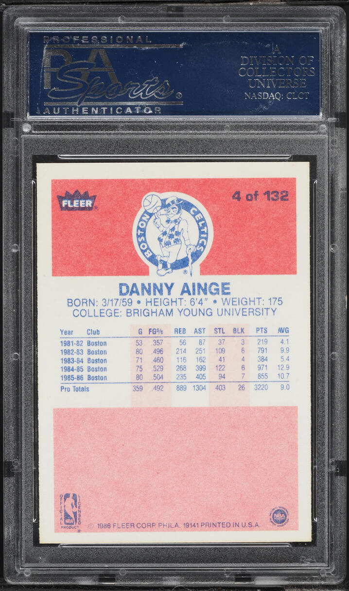 1986 Fleer Basketball Danny Ainge #4 PSA 10 GEM MINT