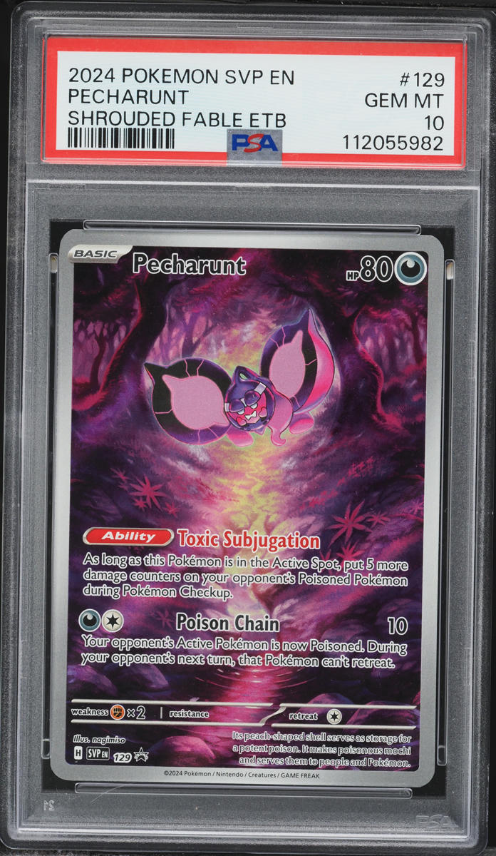 2024 Pokemon SV Promo Shrouded Fable ETB Alt Art Pecharunt #129 PSA 10 GEM MINT