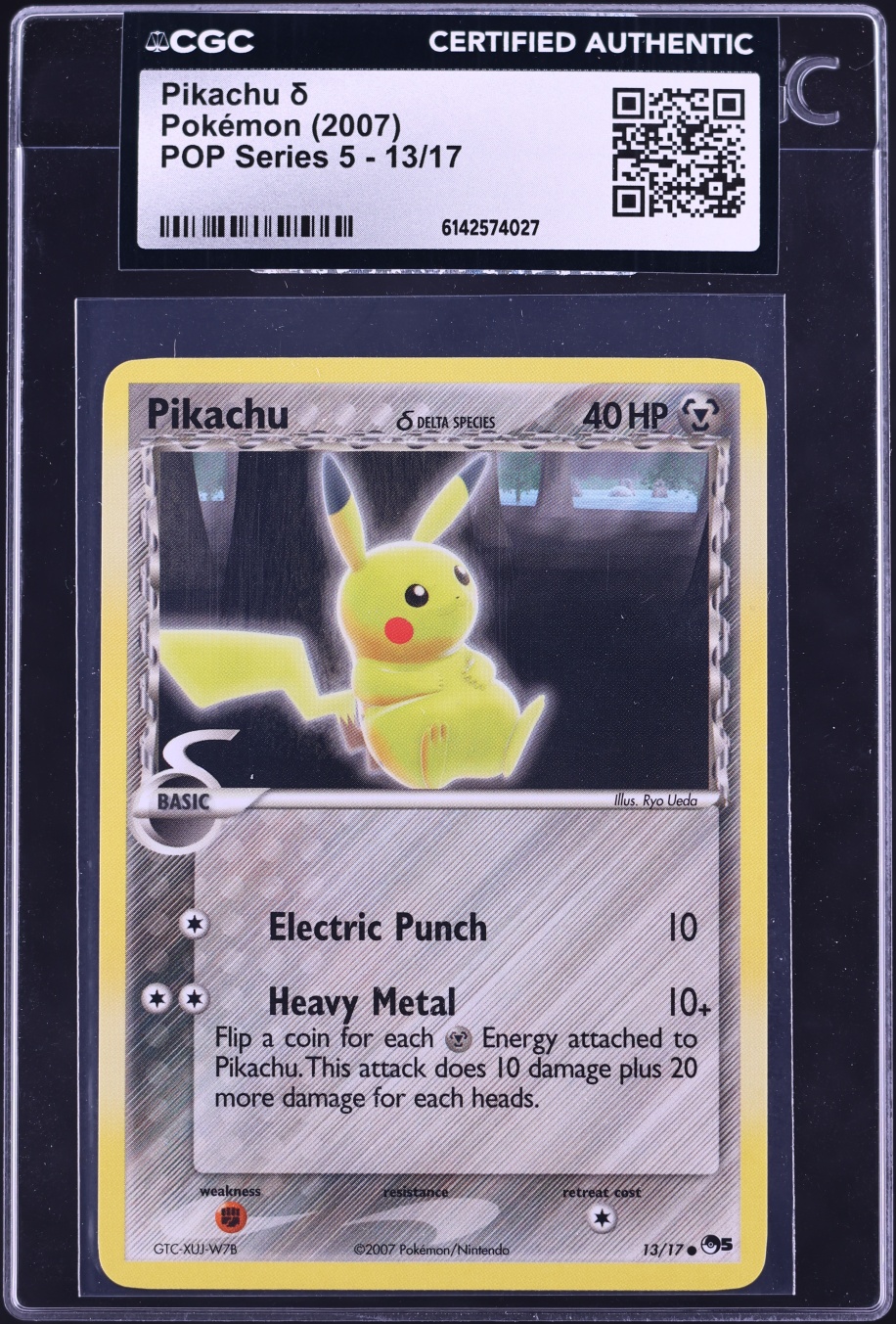 2007 Pokemon POP Series 5 Pikachu #13 CGC AUTH