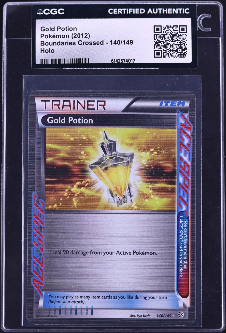 2012 Pokemon Black & White Boundaries Crossed Ace Spec Gold Potion #140 CGC AUTH