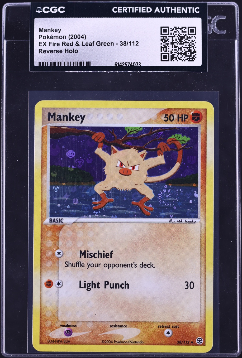2004 Pokemon EX Fire Red & Leaf Green Reverse Holo Mankey #38 CGC AUTH