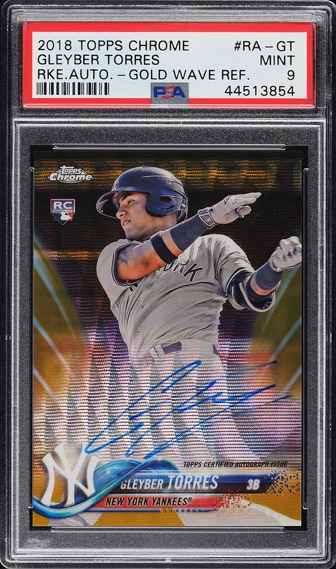 2019 Topps Chrome Blue Refractor Gleyber Torres /150 #86 PSA 9