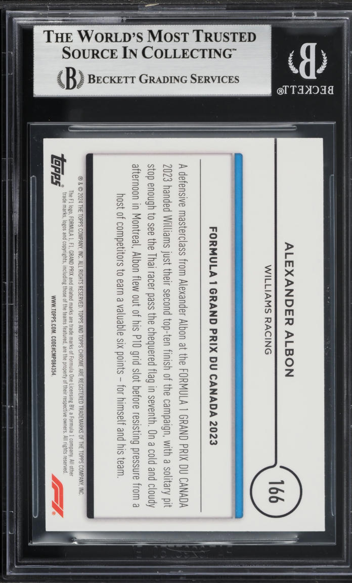 2024 Topps Chrome Formula 1 F1 Green Refractor Alexander Albon /99 #166 BGS 7
