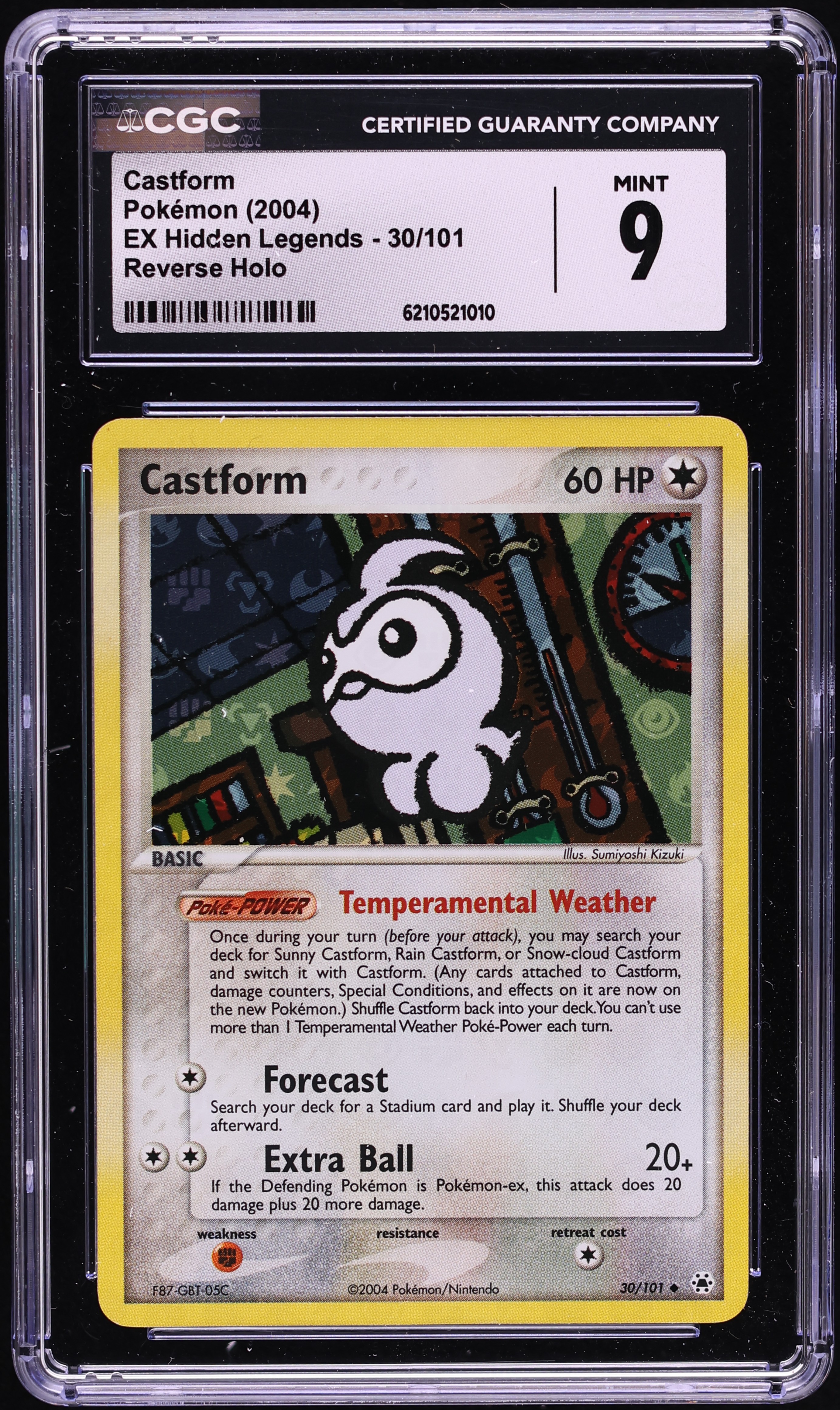 2004 Pokemon EX Hidden Legends Reverse Holo Castform #30 CGC 9 MINT