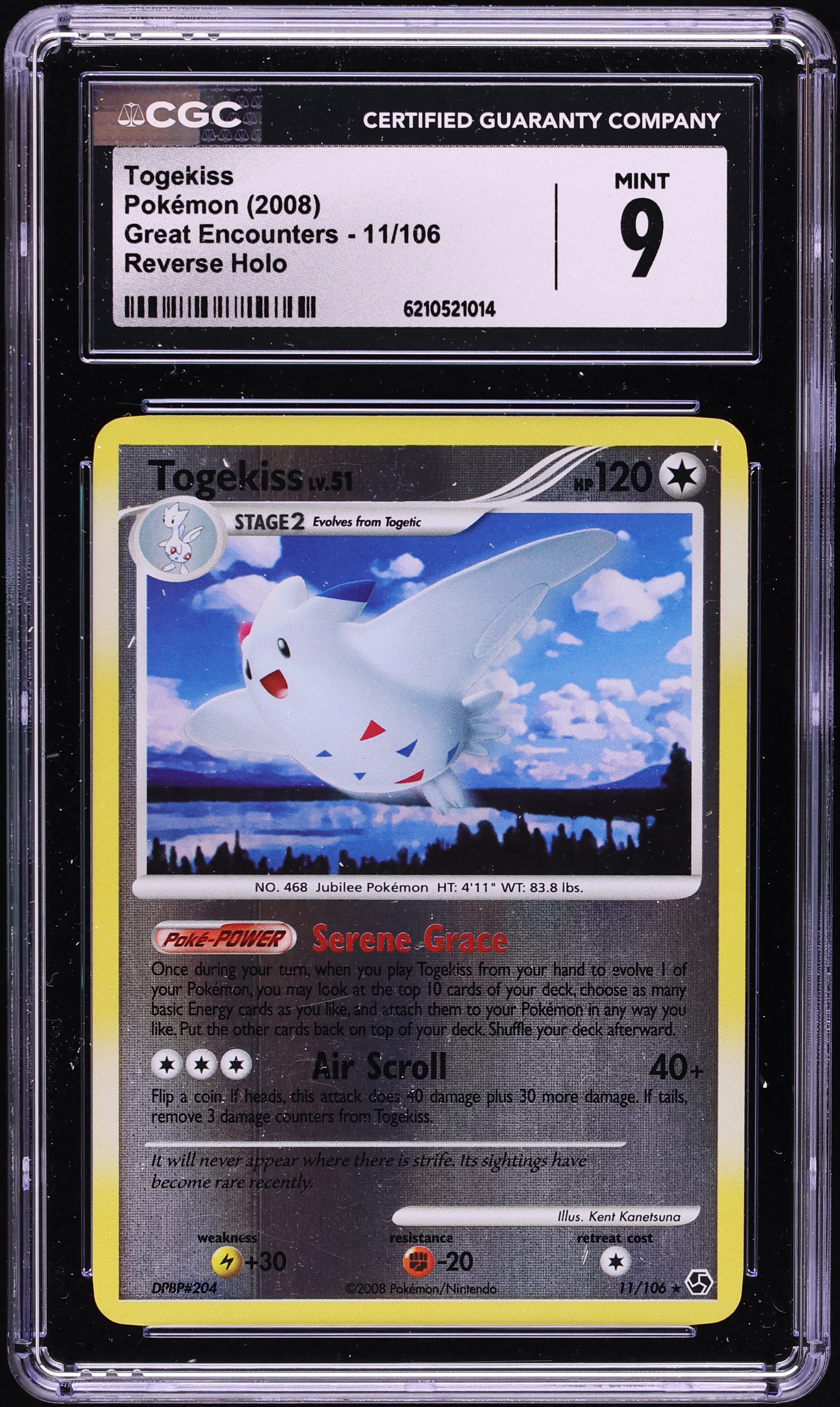 2008 Pokemon Diamond & Pearl Great Encounters Reverse Holo Togekiss #11 CGC 9 MINT