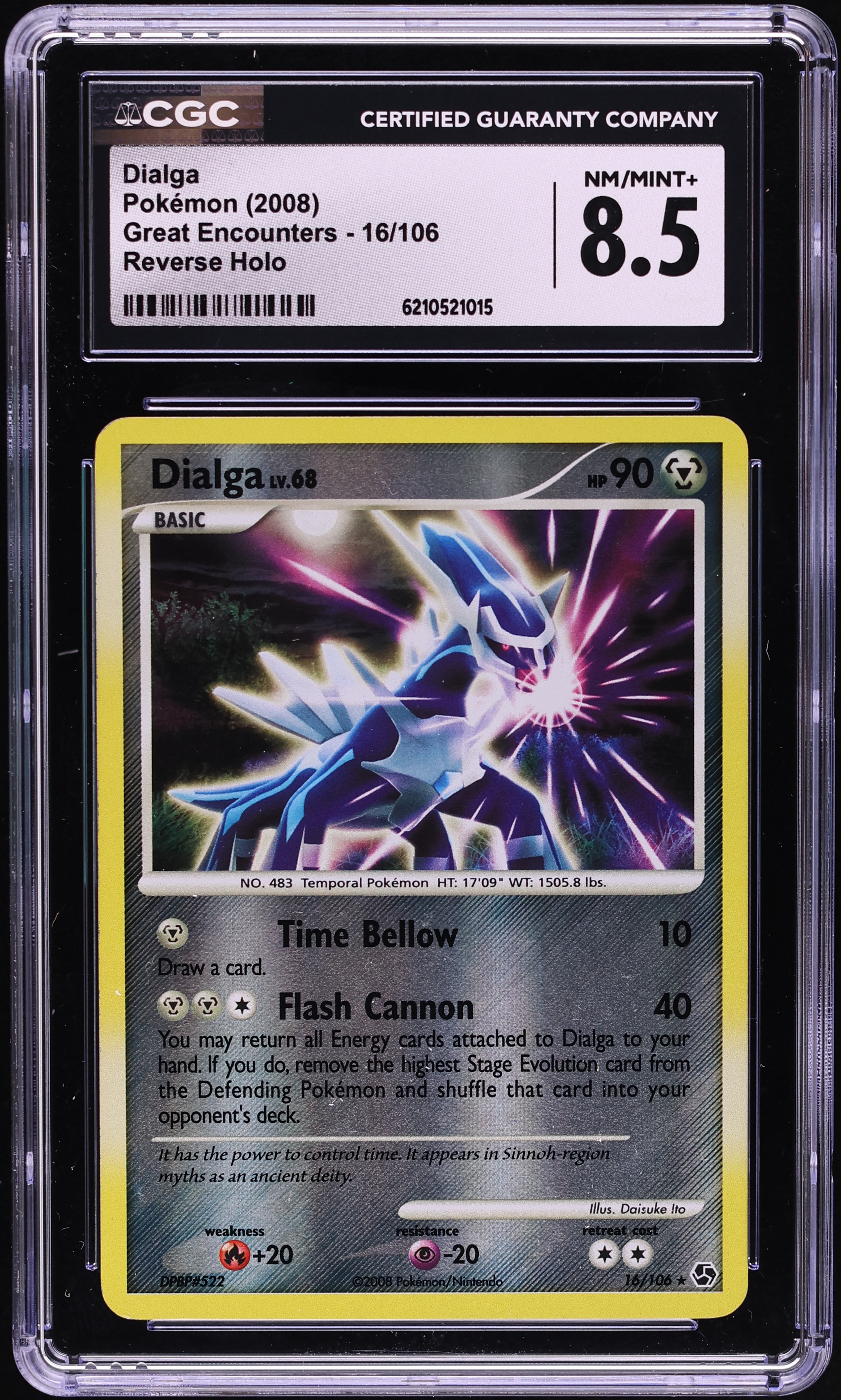 2008 Pokemon DP Great Encounters Reverse Holo Dialga #16 CGC 8.5 NM-MT+