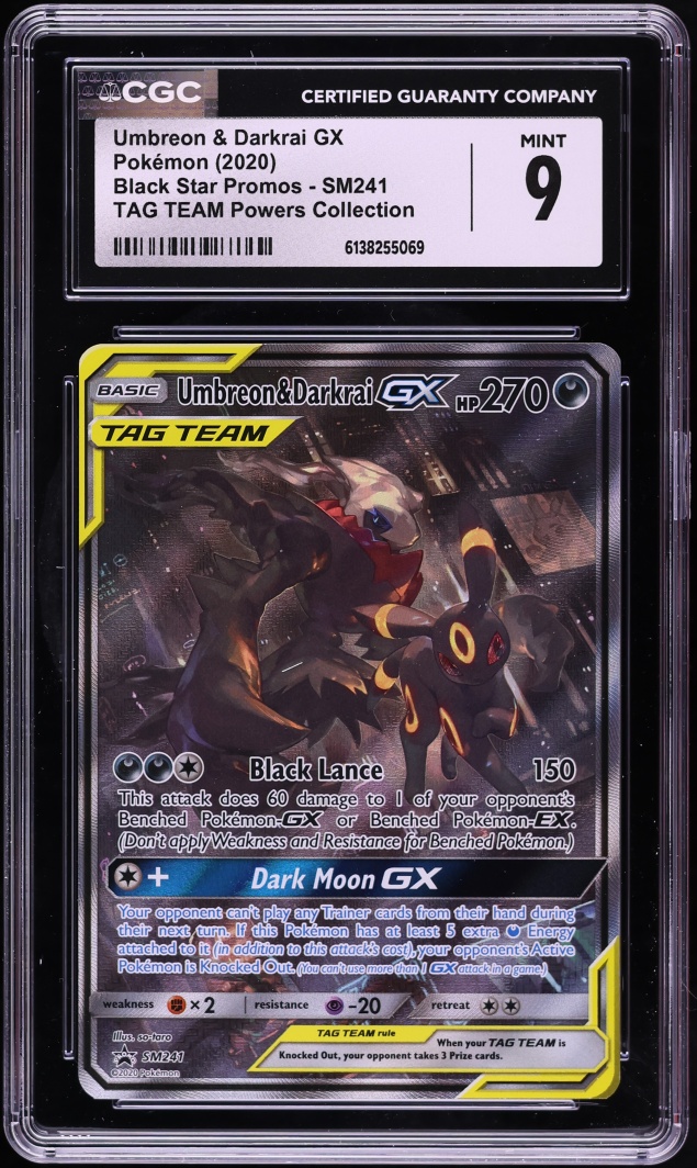 2020 Pokemon Sun & Moon Promo Tag Team Powers Alt Art Umbreon & Darkrai GX #SM241 CGC 9 MINT