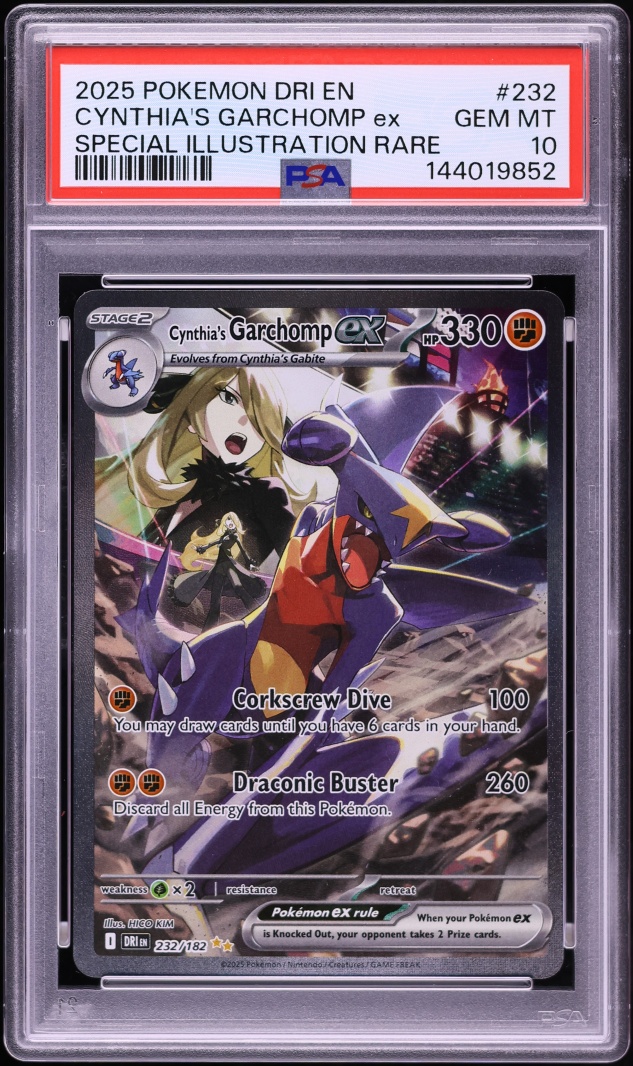 2025 Pokemon Scarlet & Violet Destined Rivals SIR Cynthia's Garchomp ex #232 PSA 10 GEM MINT