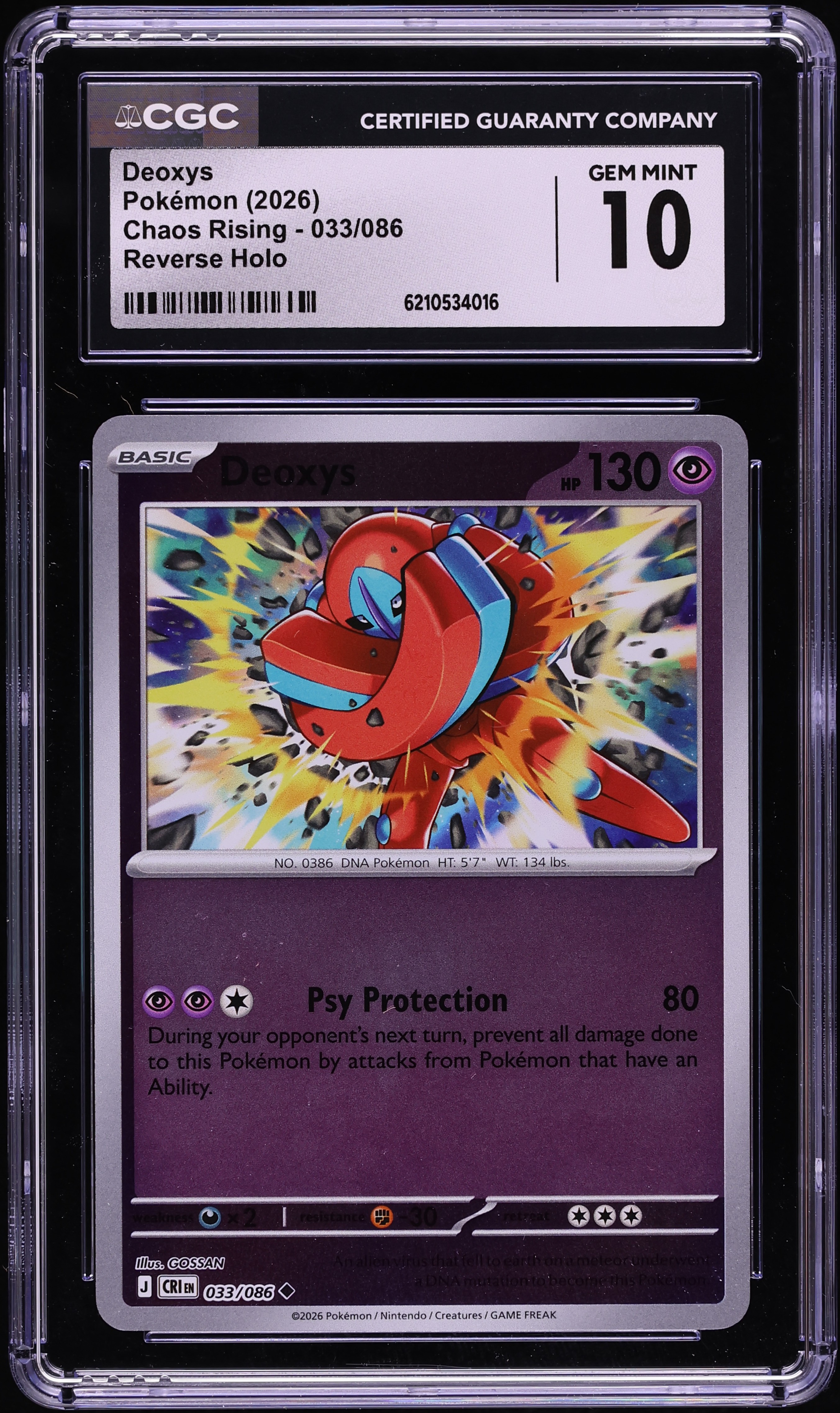 2026 Pokemon Mega Evolution Chaos Rising Reverse Holo Deoxys #33 CGC 10 GEM MINT
