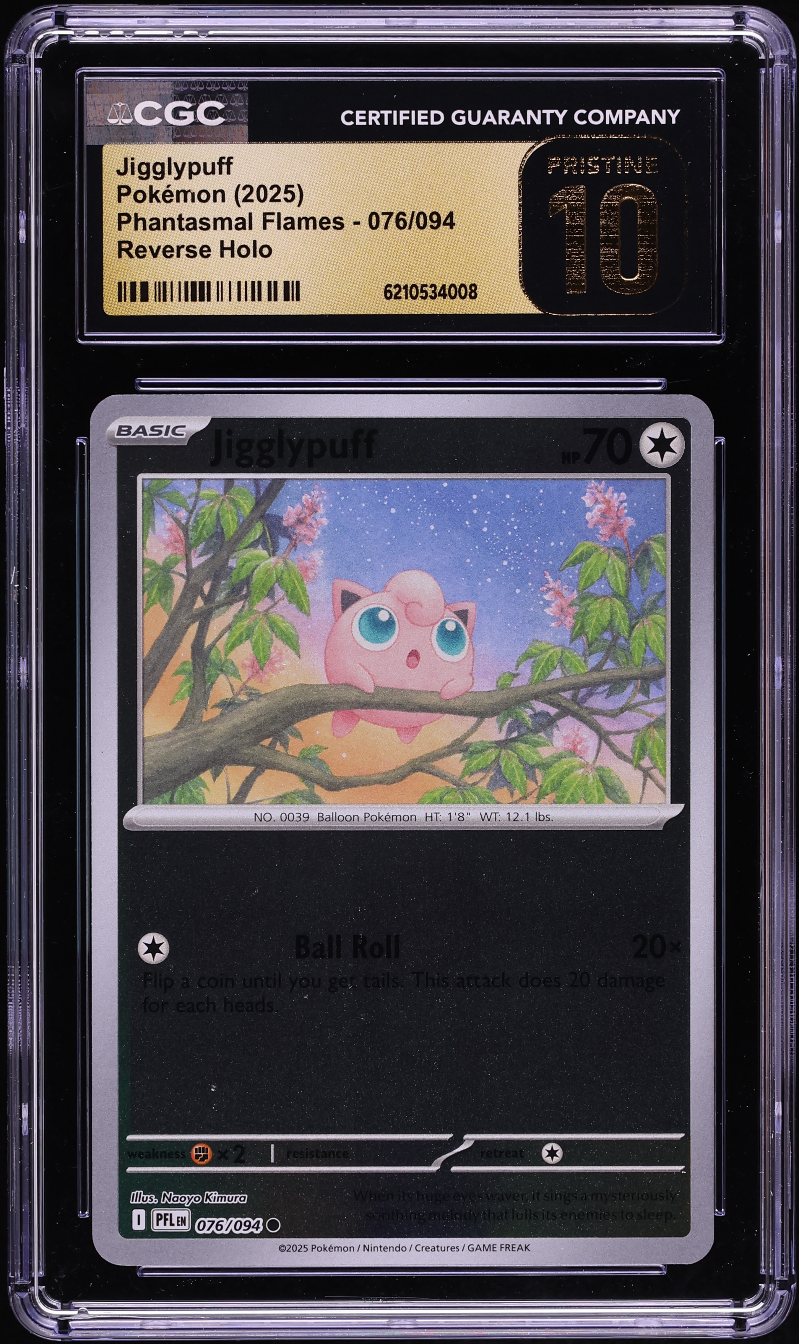 2025 Pokemon Mega Evolution Phantasmal Flames Reverse Holo Jigglypuff #76 CGC 10 PRISTINE